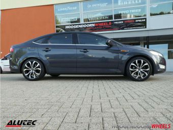 ALUTEC VELGEN W10 X ZWART GEPOLIJST IN 18 INCH GEMONTEERD ONDER EEN FORD MONDEO