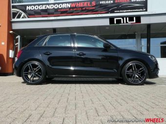 NIU WHEEL INGOLSTADT ZWART GEPOLIJST 17 INCH 5 X 100 GEMONTEERD ONDER EEN AUDI A1 
